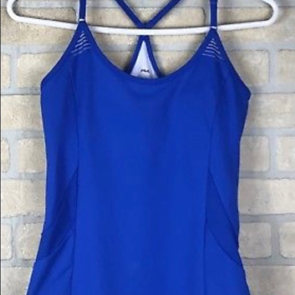 Fila small workout yoga shirt blue built in bra (3
